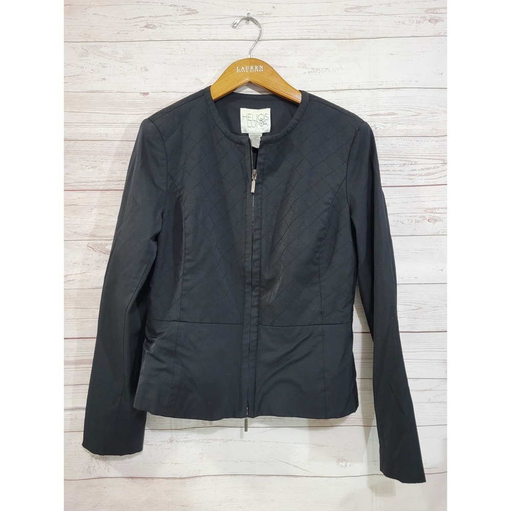 Helios & Luna Quilted Jacket Womens Large Black Full Zip Athletic